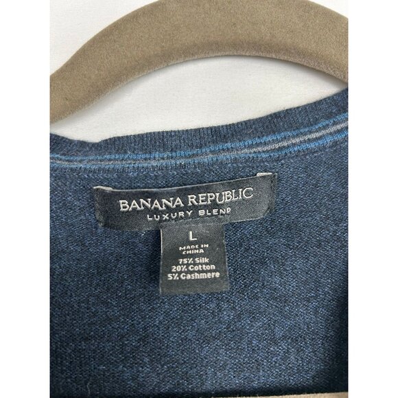 Banana Republic Luxury Blend Men's Sweater Large Classic Blue V-Neck - Picture 9 of 9